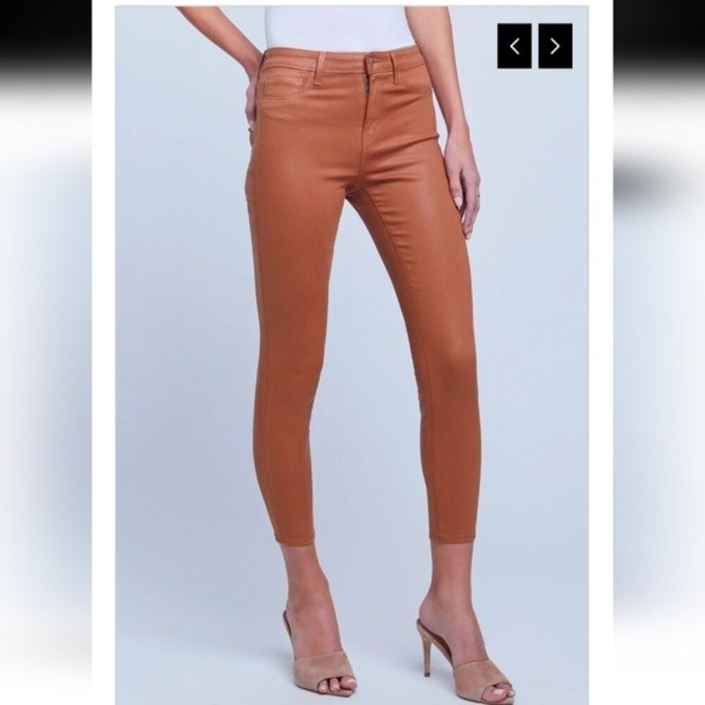 NWT L'Agence Marguerite Natural high rise Skinny Java Coated Jeans size 25